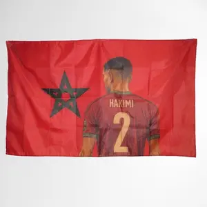 Morocco #2 Flag 3x5ft Football Banner Sketch Wall Decor Hakimi Print Lightweight Hanging
