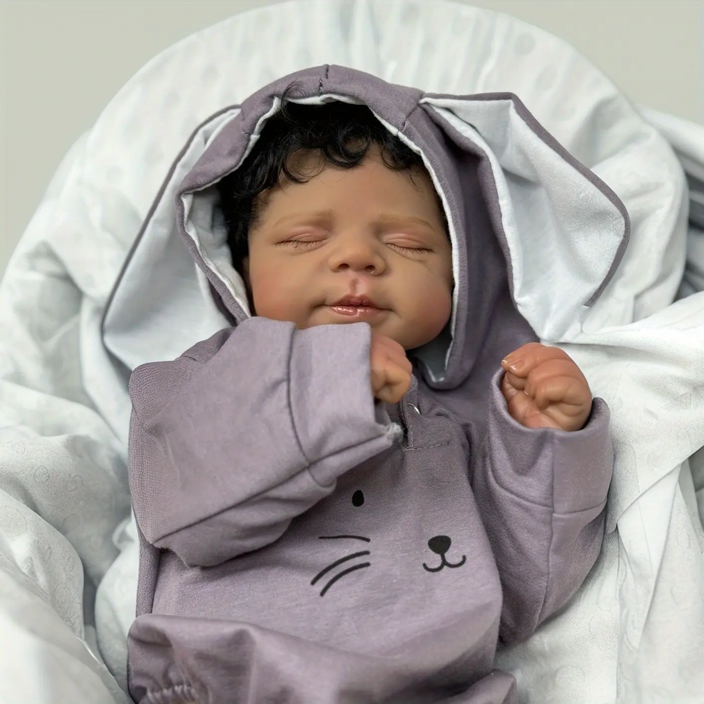 GUESSBELLY 48cm Asleep Reborn Baby Dolls Vinly Limbs Cloth Body Lifelike Dolls Birthday Gift Play House Bedtime Toy