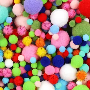 900 Pcs Craft Pom Poms - Multicolor Assorted Sizes, Soft & Fluffy Pompoms for Arts, Crafts, DIY Projects & Decorations