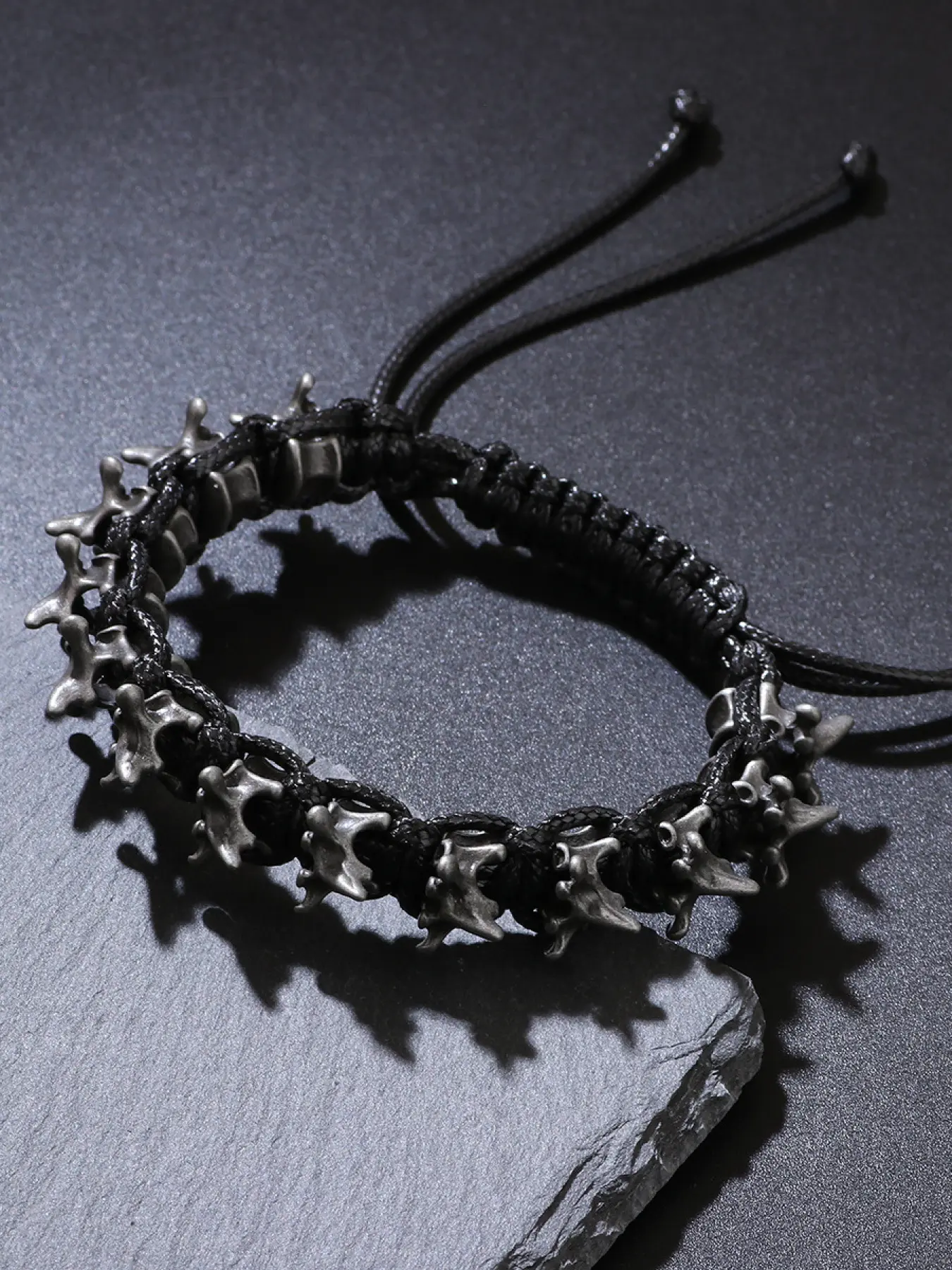Dark - Style Spiked Braided Bracelet - Adjustable Fit, Punk Aesthetic Niche Design Personalized Trendy Jewelry for Men & Women, Exquisite Trendy Bracelet, Fashionable Bangle, Premium Bracelet, Trendy Fashionable Accessories