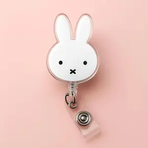 Cute Bunny Rabbit Retractable ID Badge Reel - Kawaii Miffy Badge Reel / Doctor / Nurse/ Teacher / Medical Worker / Coworker Badge Reel Unique Gift for Nursing Students