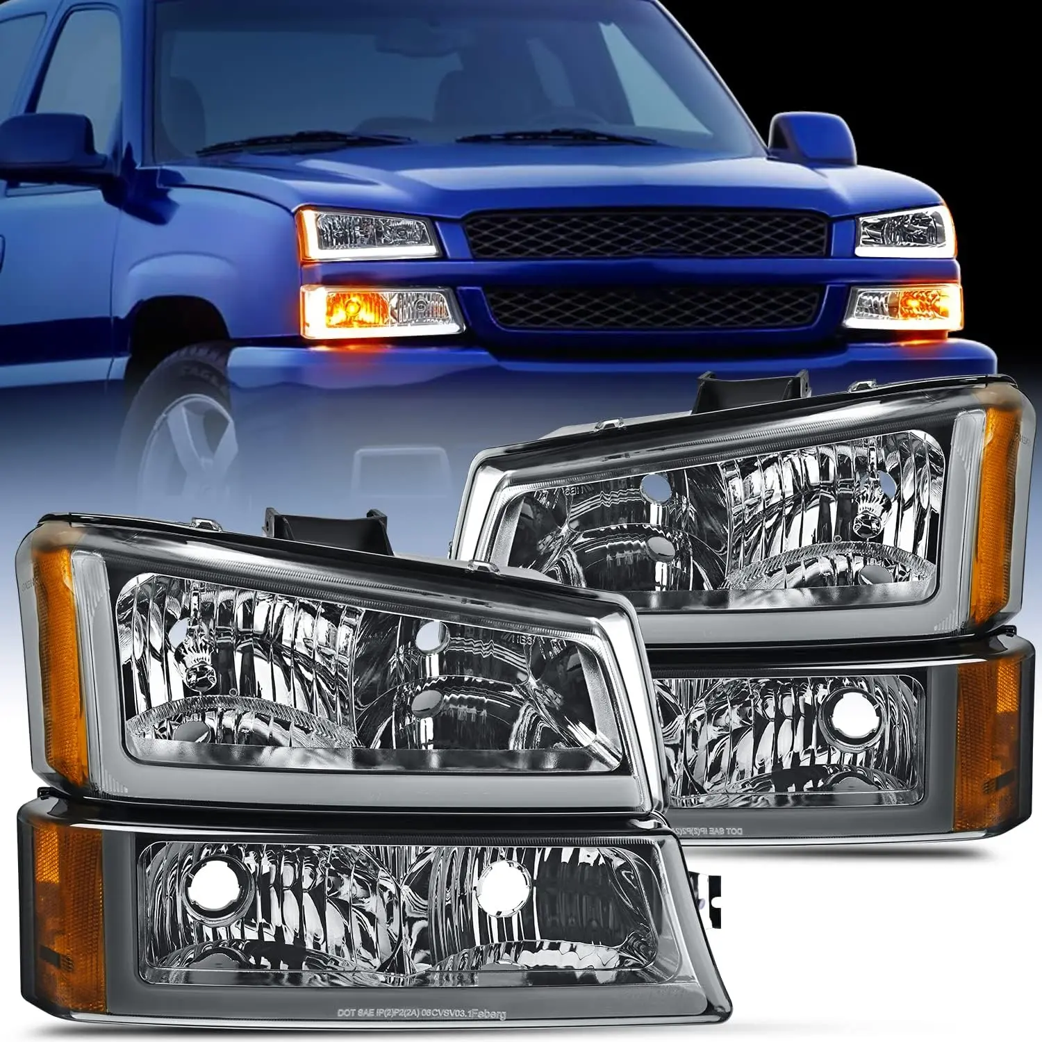 Nilight Bright Waterproof Headlights Assembly, Smoke Housing for 2003-2006 Chevy Silverado/Avalanche 1500-3500 & 2007 Silverado Classic, Bright Headlight, Headlight Waterproof