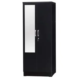 Better Home Products NW104-M-BLK Harmony Two Door Armoire Wardrobe Cabinet with Mirror, Black