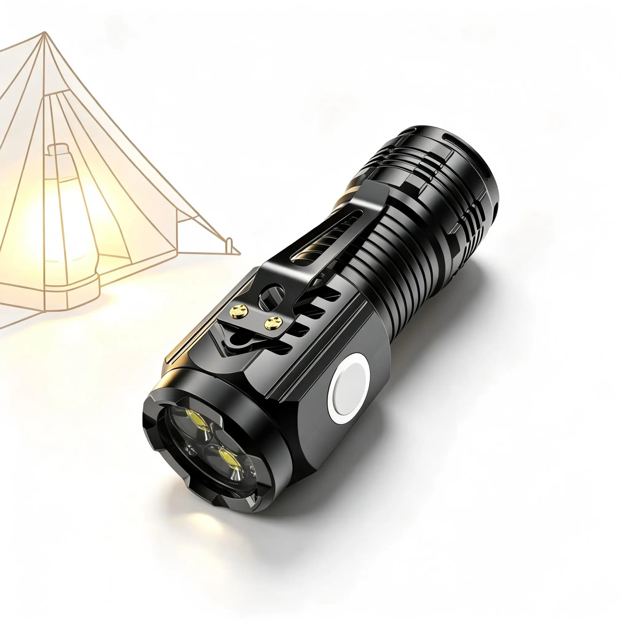Portable Waterproof 3-Modes LED Torch - Sporty Survival-Themed Outdoor Camping Essential, Mens Gifts Hunting Lights, Sporty Torches