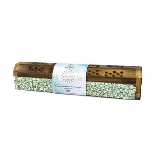 Wooden Incense Coffin Box - Amazonite, 12 Inch