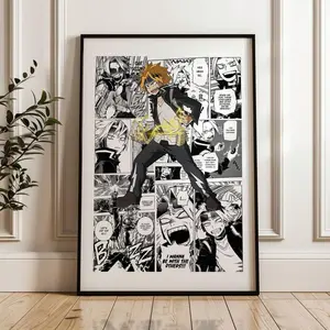 My Hero Academia Denki Kaminari Manga Panels Poster, Printed Anime Satin Poster (Unframed, Print Only)