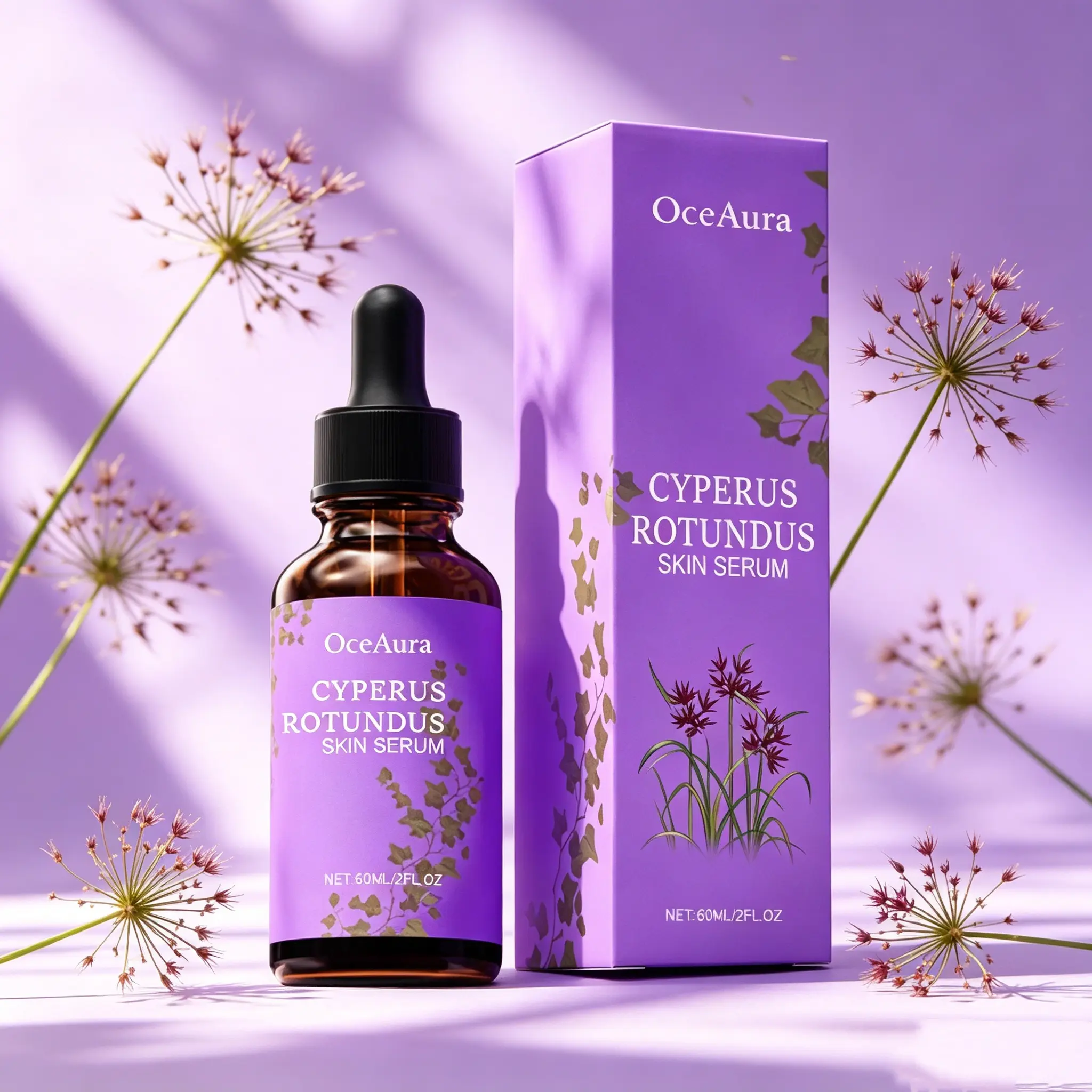 OceAura Plant Extract Cyperus Rotundus Body Serum 2oz, Enriched with Vitamin E & Olive Oil, Lightweight Hydrating Care for Sensitive Skin Post Hair Removal Routine