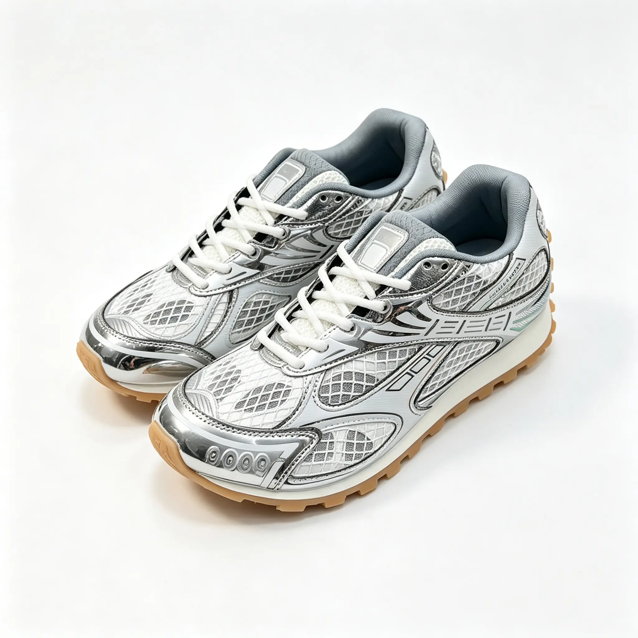 Unisex Vintage Lightweight Cushioned Running Sneakers - Synthetic Breathable Grid Mesh Upper, Lace-Up Closure, Non-Slip Rugged Lug Shock-Absorb Sole, for Daily Walks, Cool All-Day Wear, Male & Women's Sneakers, Shoes for Women