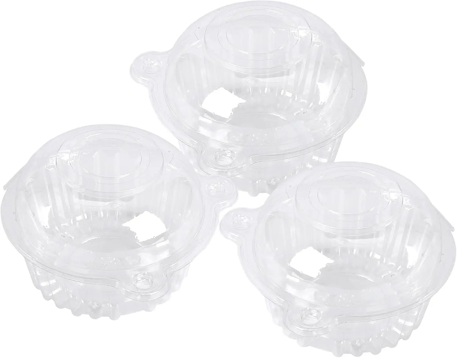 50-Pack Plastic Clamshell Cupcake Muffin Holders - Stackable Dome-Shaped Clamshell Boxes with Seal Lock, Baked Desserts Storage for Parties (Home & Festive Party Supplies)