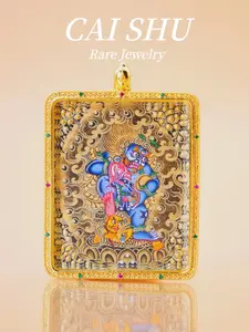 Hand-Painted Tibetan Sacred Image Sculpture, 24k Craftsmanship, Collectible Art Piece, Unique Home Decor Gift