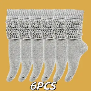 6PCS Socks Women Thigh High Boot Socks Soft Scrunch Socks