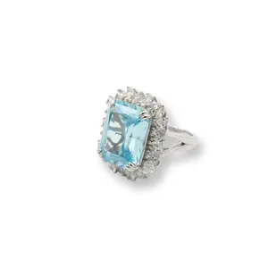 Aquamarine -Sterling Silver 925 Ring for Women