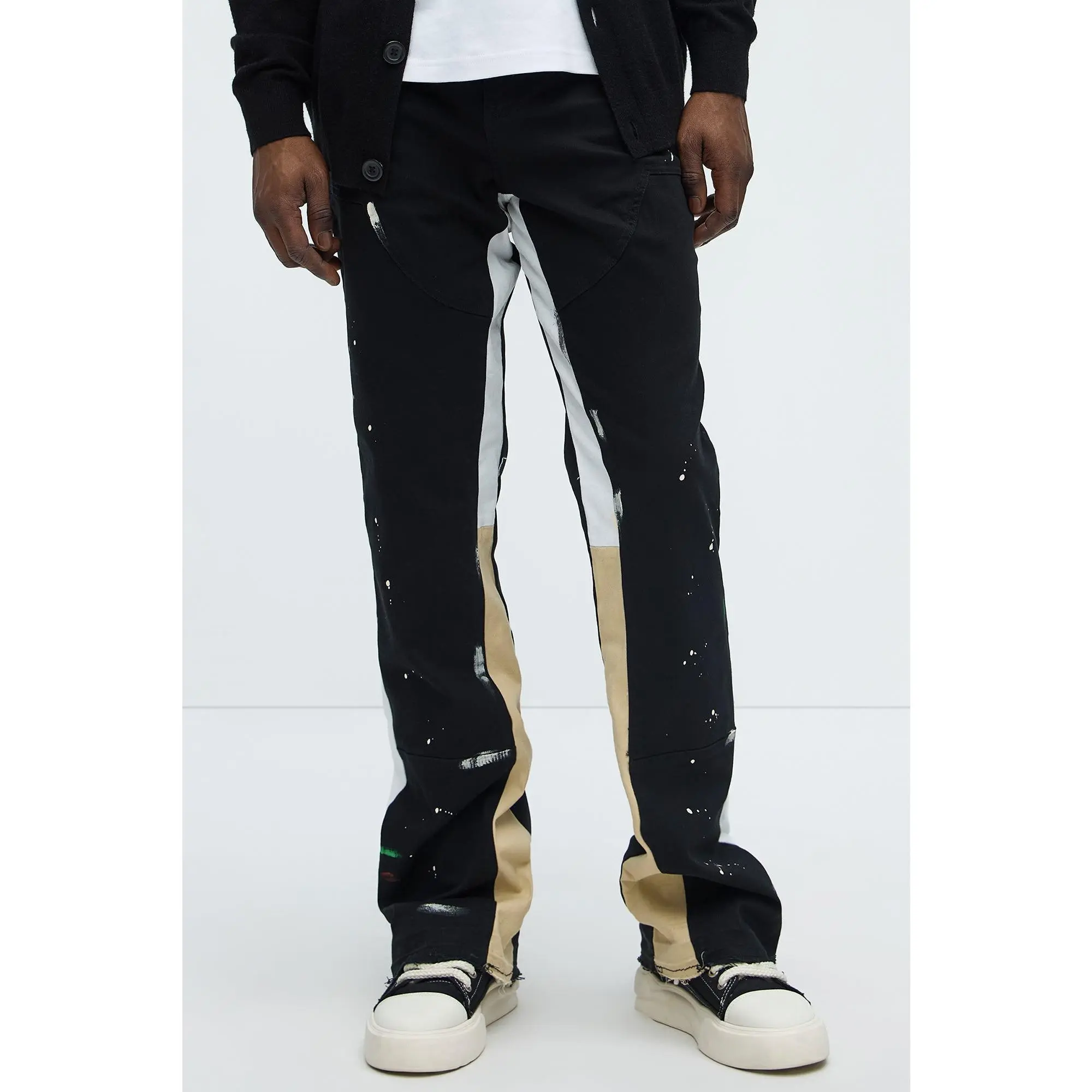 Both Ways Slim Stacked Flared Pants - Black/combo