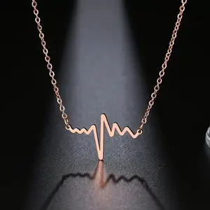 Heartbeat Necklace Women Love Heart Necklaces & Pendants Medical Nurse Doctor Lover Gifts Stainless Steel Jewelry Female