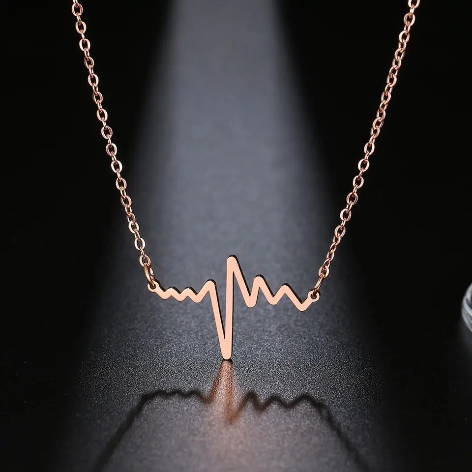 Heartbeat Necklace Women Love Heart Necklaces & Pendants Medical Nurse Doctor Lover Gifts Stainless Steel Jewelry Female