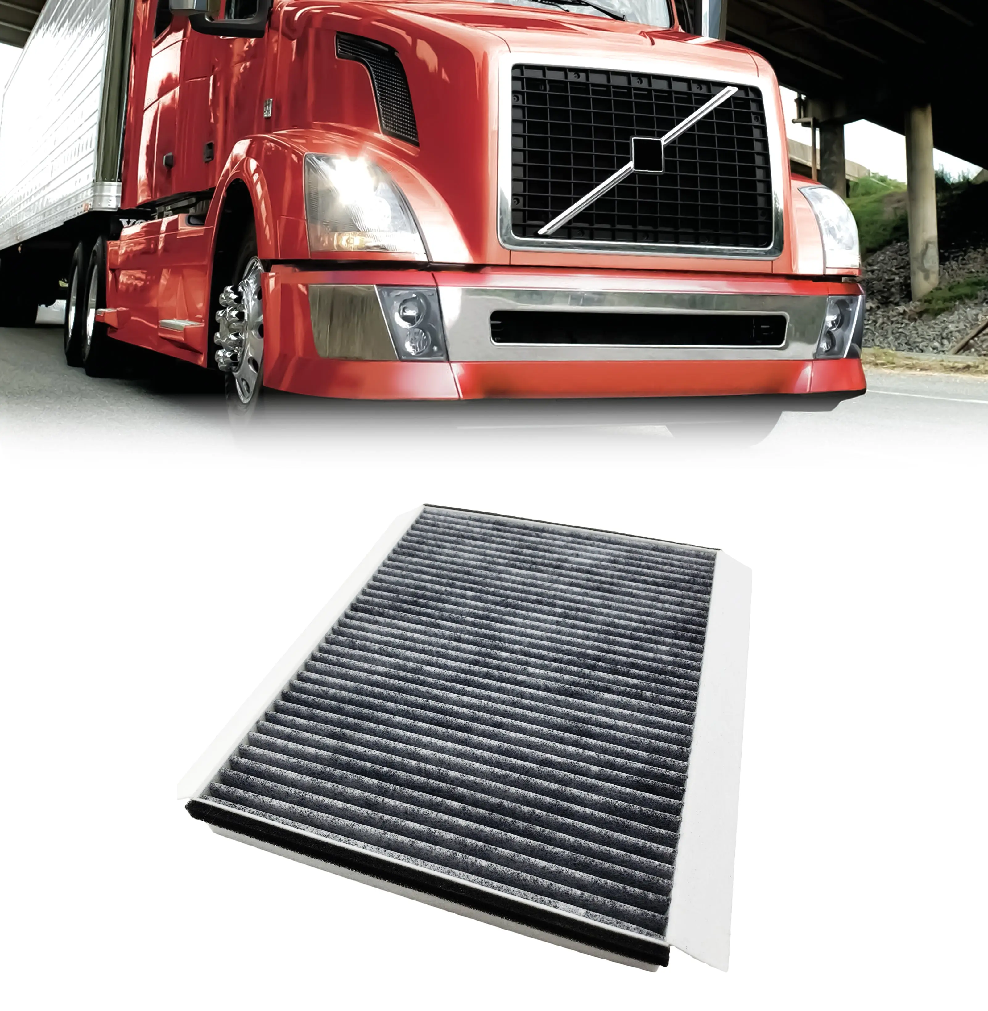 TORQUE 20435801 Performance Cabin Air Filter (12.283 in x 9.133 in x 1.122 in) - Optimal Engine Protection Automotive Replacement Part for 2002+ Volvo VNL 780,760,860,670,630; VN 780,670; VH,VHD,VNM - Replaces AF26405,CAF24000,49084,PA4681,83084,TR077