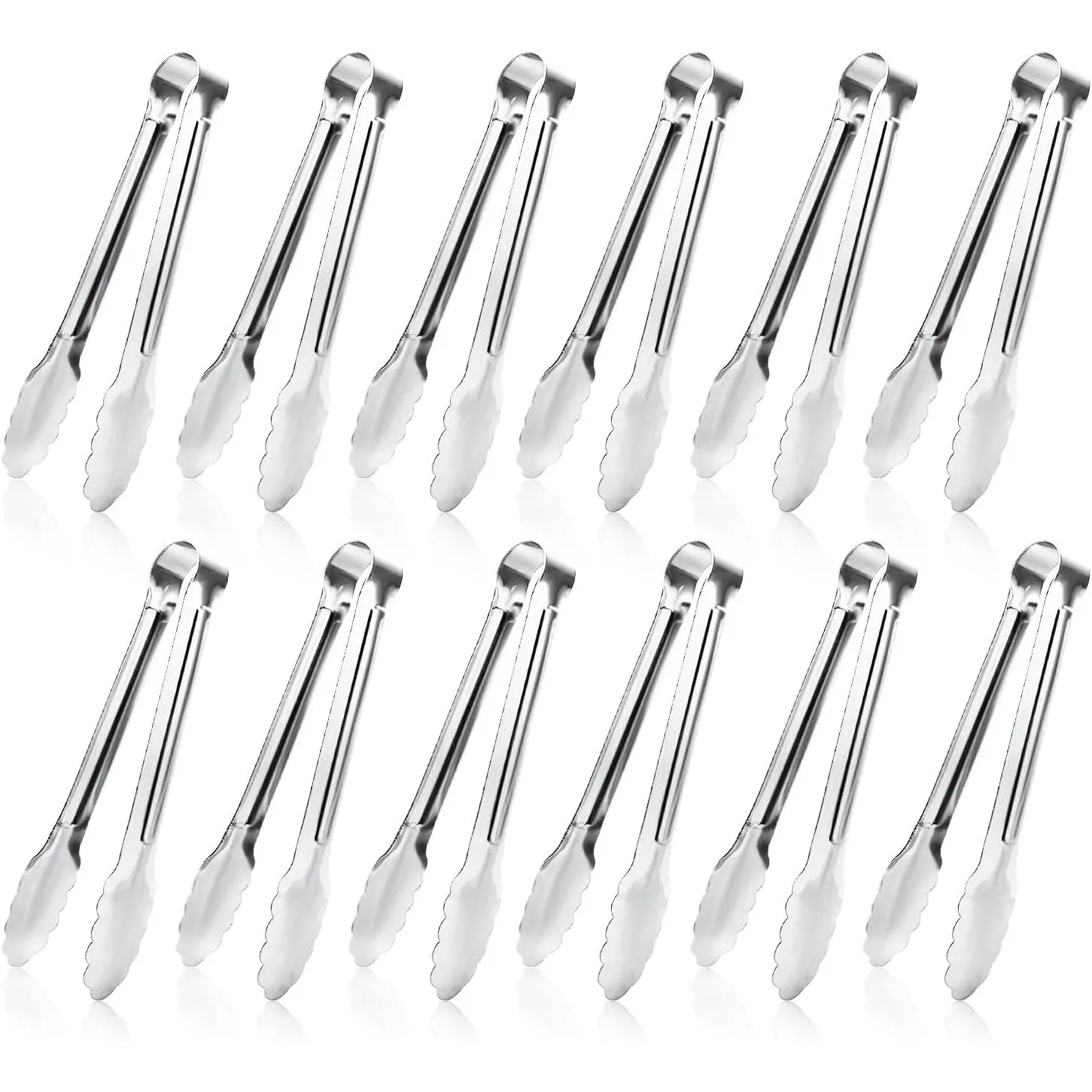 12-Pack Small Serving Tongs, Stainless Steel Sugar Tongs Mini Appetizer Tongs Metal Kitchen Tongs for Serving Food