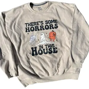 Horrors in this House, Wonens Crewneck, Trending, Halloween, Ghost and Pumpkin, Dancing