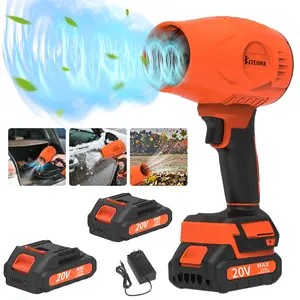 KITESDER Cordless Turbo Leaf Blower with Battery & Charger 350km/h High Wind Speed Handheld Blower Portable Inflatable Pump for Yard Cleaning Camping Advanced Motor Multi-Purpose Cleaning Lightweight Portable Press-Sensitive Wind Speed Adjustment