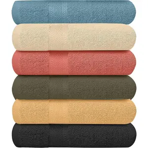 6 Pack Bath Towels Set (27 x 54 Inches) 100% Ring Spun Cotton, Lightweight, Quick Dry, Highly Absorbent Towels Multicolor, (27x54) Inches