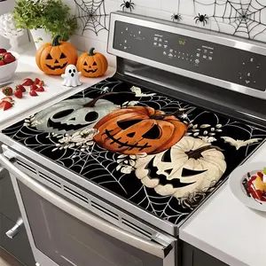 Soft Electric Stove Cover Cook Top Panel Protector Pad, Halloween Pumpkin Design, Scratch Resistant, Easy Clean, Multi-Purpose Kitchen Cover.Halloween, Thanksgiving, Autumn Decorations