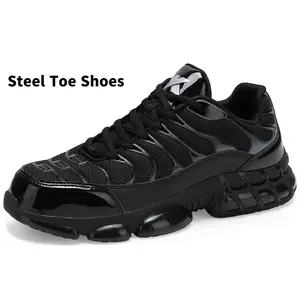 [Men's Steel Toe Sneakers] Gradient Style Lightweight Safety Shoes – All-Season Non-Slip Low-Top Running Shoes for Walking, Jogging & Work