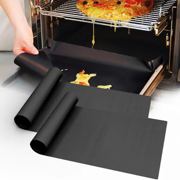 2 Pack Thickened Oven Liners for Bottom of Oven BPA & PFOA Free, Reusable 16x24 Inch Heavy Duty Non Stick Teflon Oven Mats, Fit Electric Gas Toaster Convection Microwave Ovens Grills