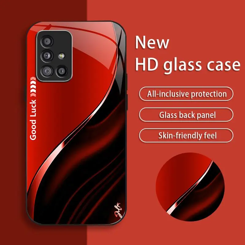 Suitable for [Galaxy A51 5g] Simple silk gradient glass phone case, affordable, fully shockproof, drop-proof and wear-resistant-888