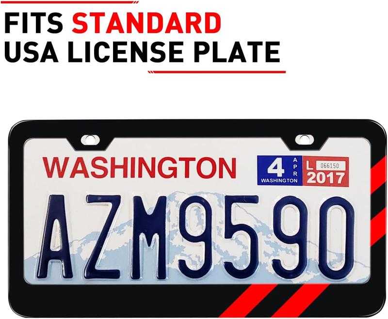 2 count Matte License Plate Frames for  Accessories Challenger Durango Universal Solid Rust-Proof  License Plate Cover Holder for Front and Rear  Tags (Red)