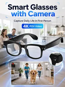 AI Smart Glasses with Camera, 8MP HD Camera Sunglasses with 1080P Video Recording, AI Translation Support & Recognition, Bluetooth Sunglasses with Photochromic Lenses for Outdoor, Indoor