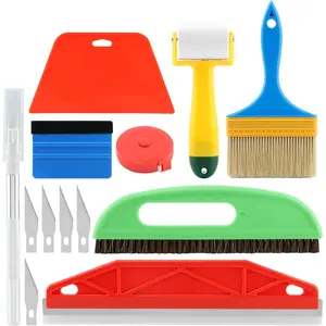 Wallpaper Smoothing Tools, Wallpaper Tool Kit with Felt Squeegee Seam Roller Wallpaper Brush Measure Tape for Wallpapers Contact Paper Window Tint Vinyl Backsplash Tile(COLOR:1)