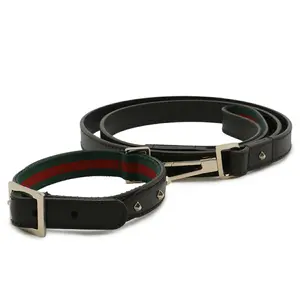 Pre-owned GUCCI Calfskin Small Leather Goods Leather Pet Lead Collar Set