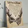 1 Piece We're a Team Quote Framed Canvas Poster, Romantic Couple Canvas Painting, Interlocked Hands & Touching Love Poetry Print, 11.8x15.7-Inch, Living Room Wall Art, Valentine's Day Decoration, Wall Art Prints