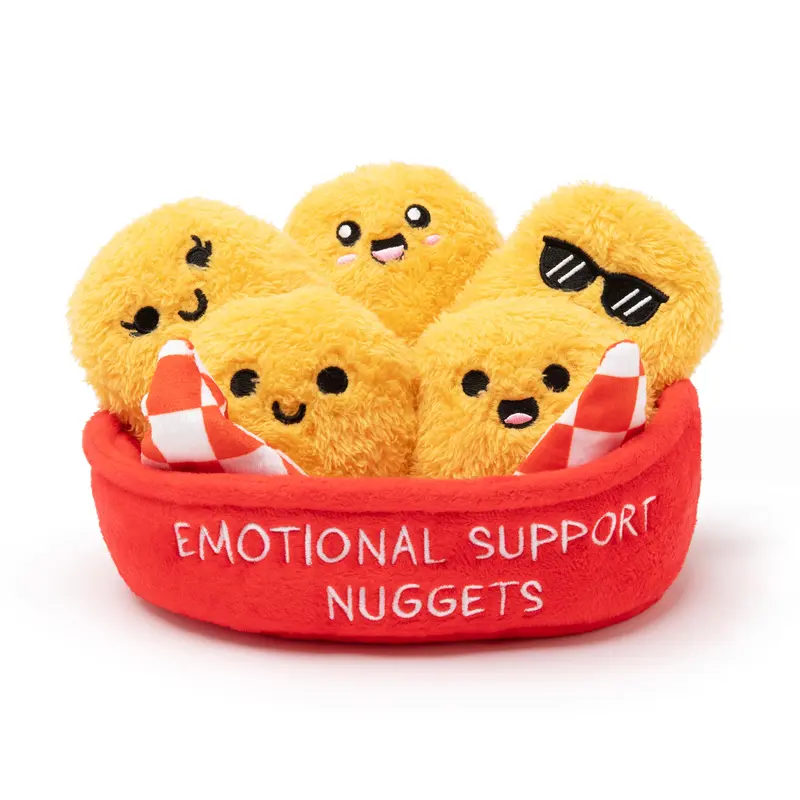 Emotional Support Nuggets - 5 Squishy Nuggets in Basket, Soft Adorable Plush Toys Perfect Gift for All Ages, Cute V-day Present for Kids