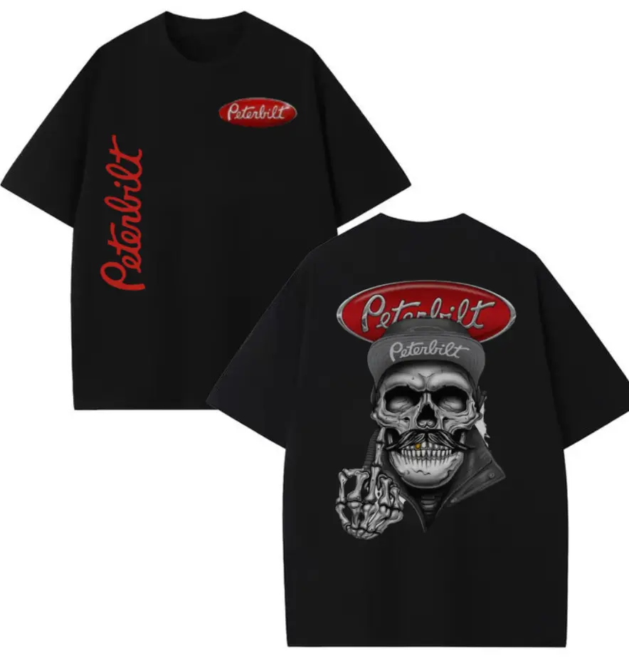 Peterbilt Rebel Trucker Shirt, Unique Moustache Skull Prints for Trucking Enthusiasts & Rebel Style Hoodie