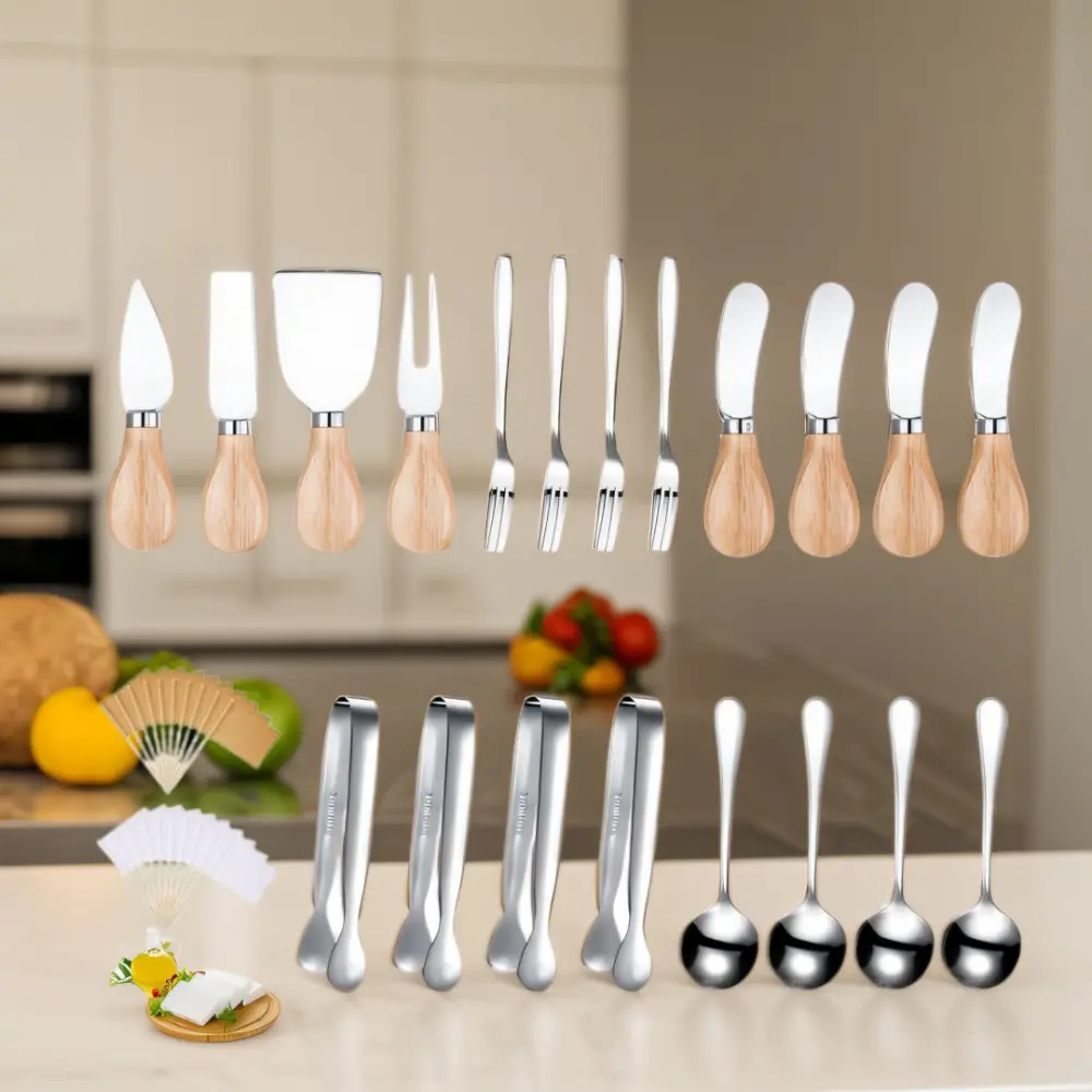 1 set Stainless Steel Cheese & Butter Spreader Set - Includes Charcuterie Boards, Mini Serving Tongs, Spoons & Forks for Appetizers and Pastries for birthday