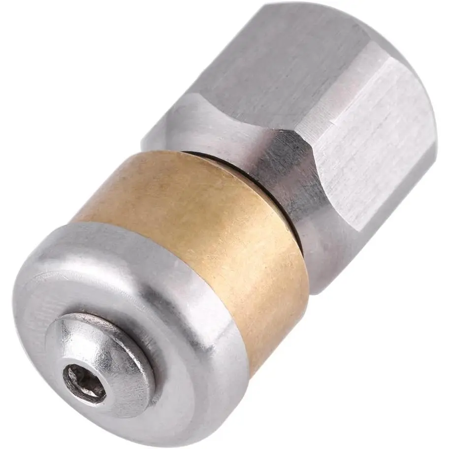 Stainless Steel Rotating Sewer Jetting Nozzle - 1/4BSP Female Thread Brass Pressure Hose Fitting, Metal Nozzle with Practical Design for Industrial Sewer and Drain Cleaning, Outdoor Drainage System Washer with Superior Cleaning Power