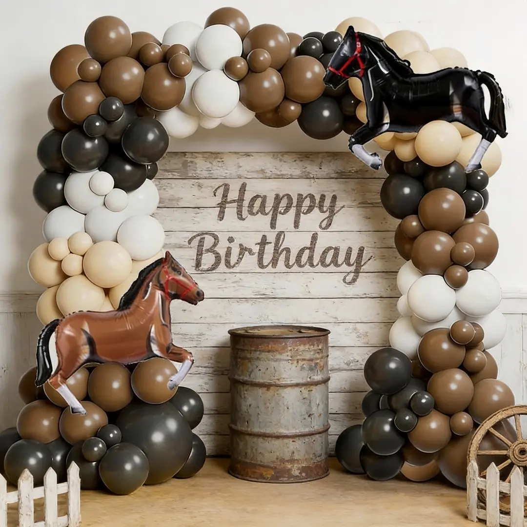 116 Piece Western Horse Racing Theme Balloon Set, Latex Balloons with Horse Foil Balloons, Perfect for Birthday Parties, Balloon Arch, Party Balloons Decorations
