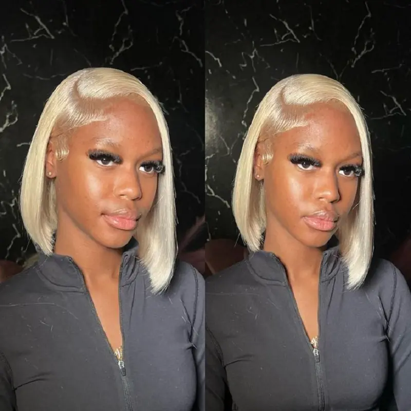 Blonde Wig Human Hair 100% Human Hair 13x4 Transparent Lace Frontal Wigs Human Hair for Women 180 Density Pre Plucked Brazilian short 613 Human Hair Wig