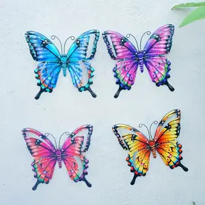 4pcs Set of 3D Colorful Modern Metal Butterfly Wall Art, Iron Decorations for Home, Garden, Patio, Living Room, Bedroom, Balcony, Ideal Gift