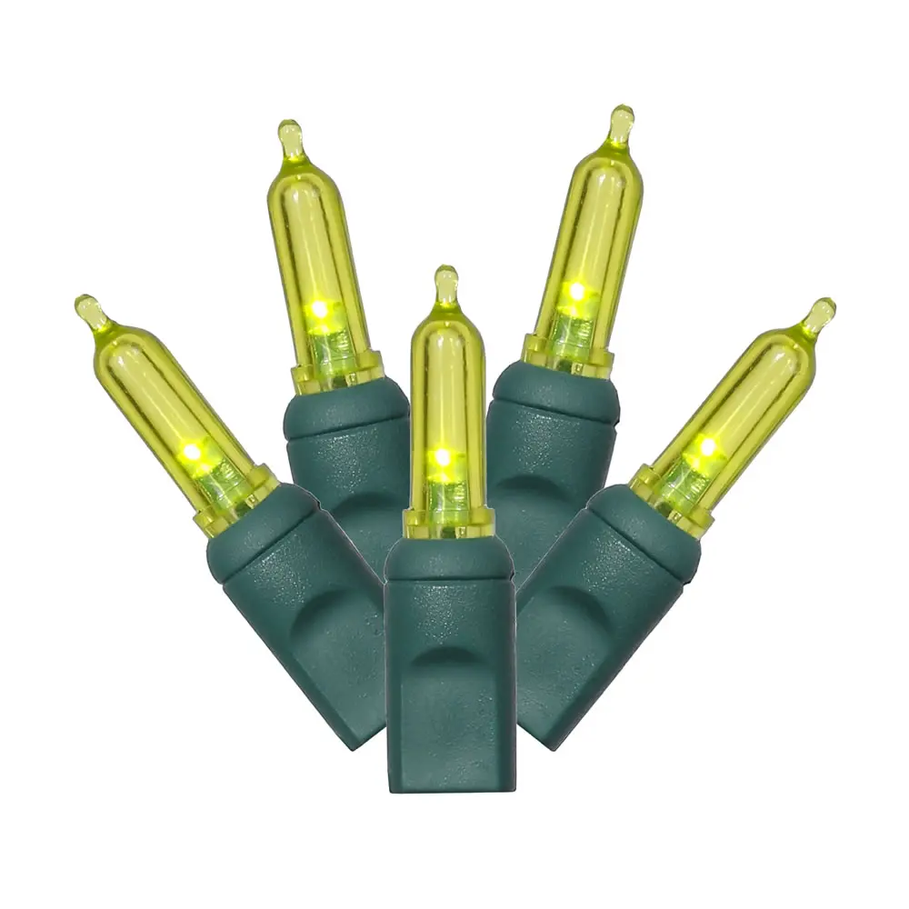 100 Lime Italian LED Lights on Green Wire, 34 ft. Christmas Light Set with 4 in. Spacing