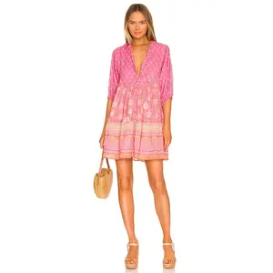 SPELL Utopia Tunic Mini Dress in Flamingo