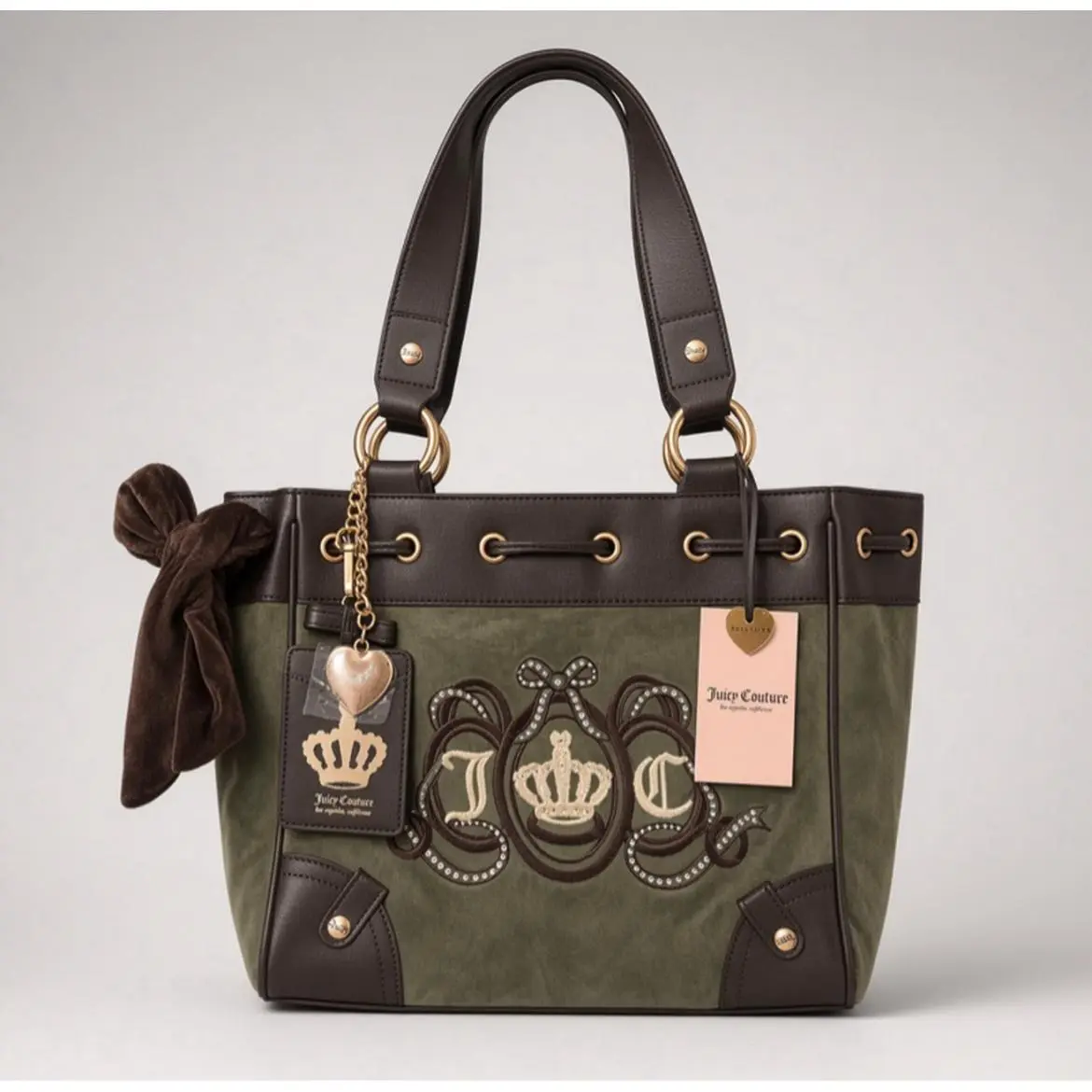 Juicy Couture Daydreamer Handbag - New Condition with Crown Design & Brown Trim - Same Day Shipping Available