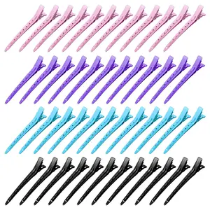 48 count Duck Bill Clips,  3.35 Inches Rustproof Metal  Curl Clips with Holes for Hair Styling, Hair Coloring, 4 Colors