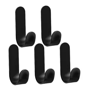 Hooks Wall Mounted, Heavy Duty Double Hooks for Hanging Coats, All Metal Coat Hanger for Hat Key Towel Backpack Purse Robes Matte Black Finish-5 Pack