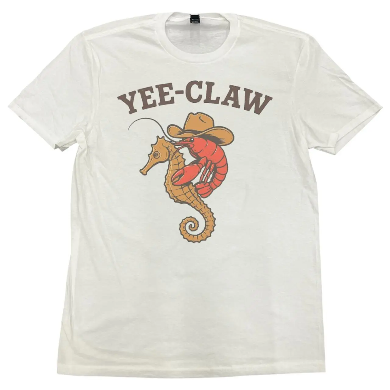 Men's White T-shirt, Yee-Claw Cowboy Shrimp Graphic T-Shirt, Yee Claw Shrimp Cowboy Shirt, Funny Western Shrimp Graphic Tee, Cowboy Seafood T-Shirt, Coastal Cowgirl Gift, Funny Ocean Animal Tee, Vintage Unisex Shirt
