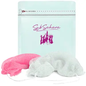 African Exfoliating Net Sponge, Long Stretch Back Scrubber for Shower, Deep Clean Body Washcloth for Dead Skin & Keratosis Pilaris, Reusable Bath Sponge for Smooth Skin