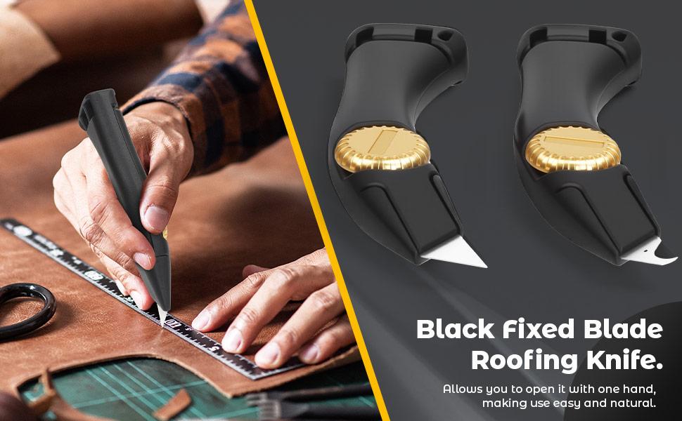Heavy Duty Roofing & Utility Knife, Roofing Utility Tools, Vinyl Knife Metal Roofing Tools with Portable Storage Sheath, Replacement Blades