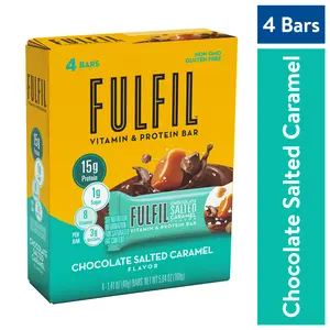 FULFIL Vitamin & Protein Bar, Chocolate Salted Caramel Flavor, 4 Count