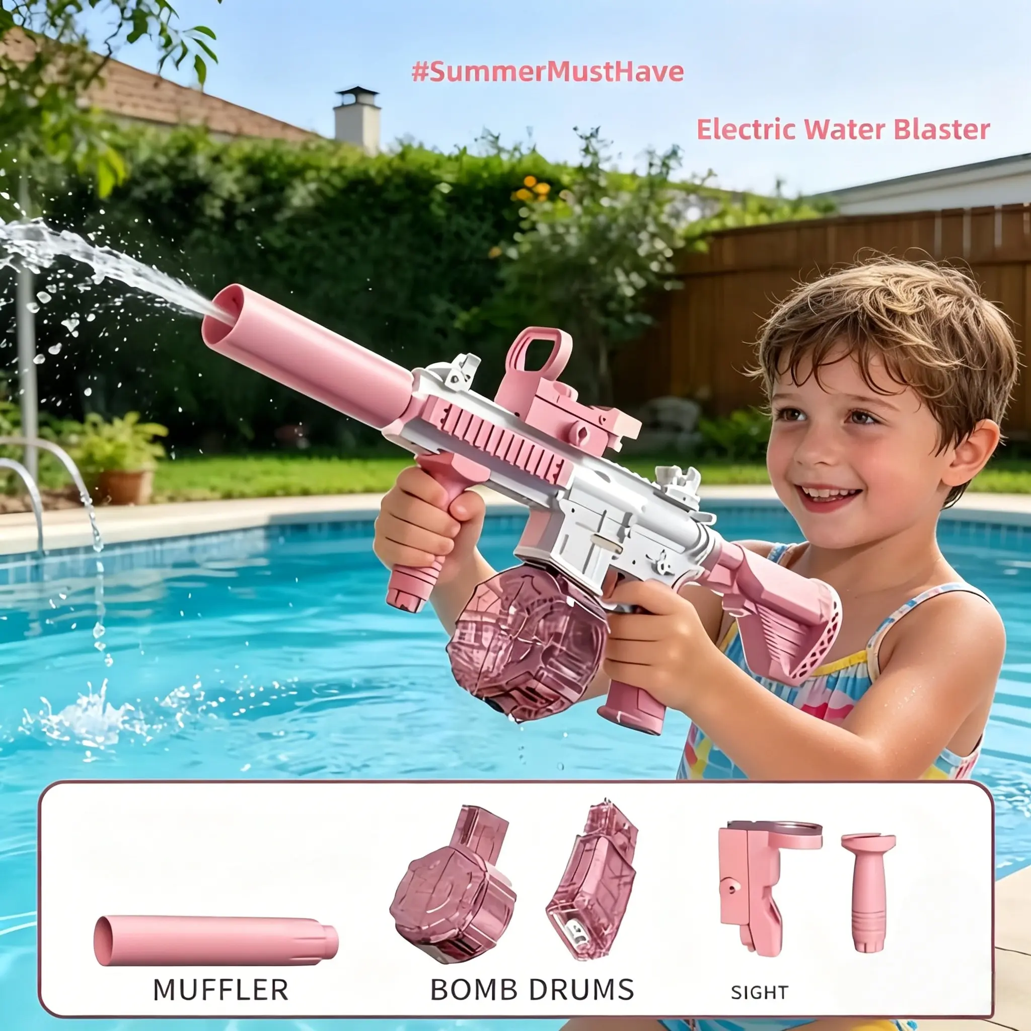 High Capacity Water Blaster for Kids & Adults, Automatic Squirt Watergun, Stylish Design, Summer Outdoor Play Toy, Pool Beach Party Gift, Kids Outdoor Toys, Squirt Guns